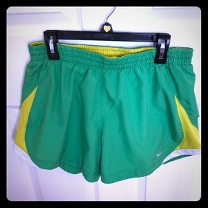 Cute Nike running shorts green and yellow color